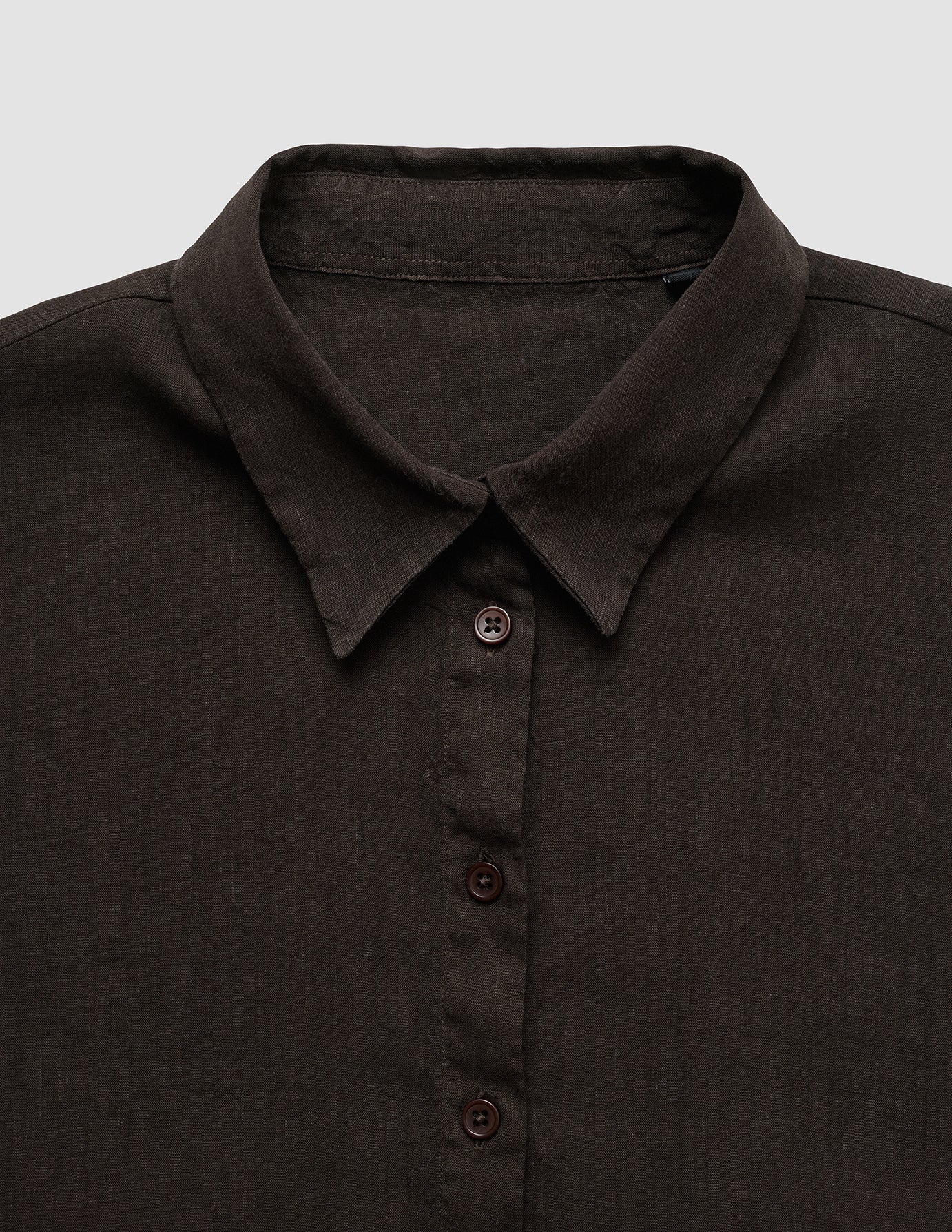 Women's Linen Shirt Short Sleeved Espresso